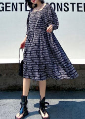 Loose black Letter dresses Square Collar loose summer Dress AT-SDL200812
