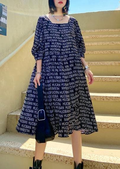 Loose black Letter dresses Square Collar loose summer Dress AT-SDL200812