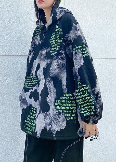 Loose black Letter tops women hooded short fall blouses AT-LTP201014