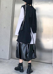 Loose black cotton clothes asymmetric short sleeveless tops AT-VTP191203