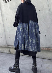 Loose black cotton dresses patchwork thick o neck Maxi Dress AT-FDL191101
