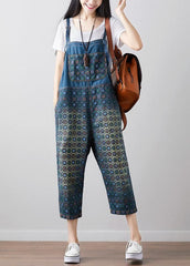 Loose dark Blue Print denim Jumpsuit Spring YSBS-JPTS220124