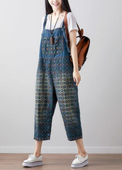 Loose dark Blue Print denim Jumpsuit Spring YSBS-JPTS220124