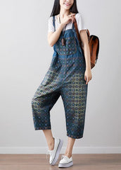 Loose dark Blue Print denim Jumpsuit Spring YSBS-JPTS220124