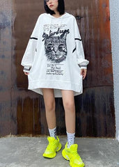 Loose hooded fall outfit Work Outfits white print Dress AT-LTP200909