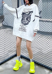 Loose hooded fall outfit Work Outfits white print Dress AT-LTP200909