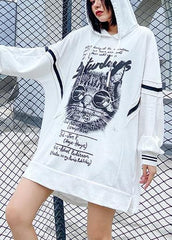 Loose hooded fall outfit Work Outfits white print Dress AT-LTP200909
