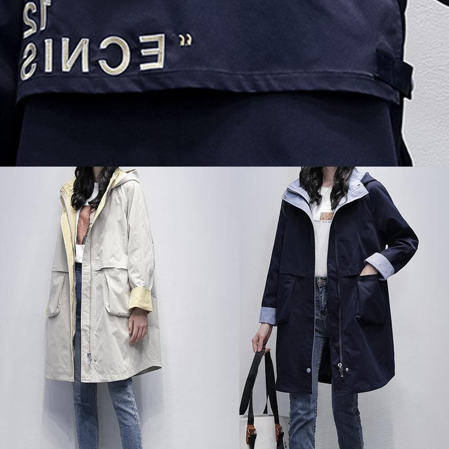 Loose navy Plus Size outfit pattern hooded Letter outwears TCT201207