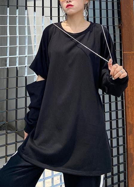Loose o neck Hole fall clothes For Women Inspiration black shirts AT-LTP201022