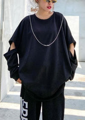 Loose o neck Hole fall clothes For Women Inspiration black shirts AT-LTP201022