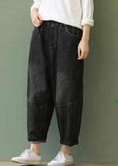 Loose retro washed white casual stitching denim cropped pants LPTS200822