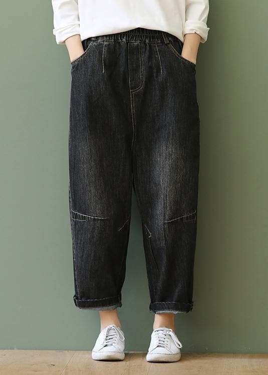 Loose retro washed white casual stitching denim cropped pants LPTS200822