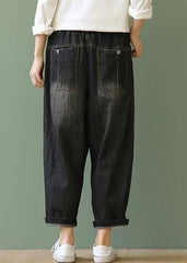 Loose retro washed white casual stitching denim cropped pants LPTS200822