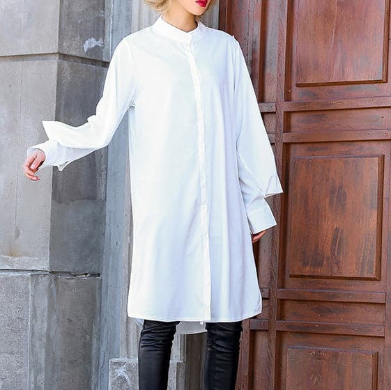 Loose white cotton clothes stylish Photography lantern sleeve cotton shirt AT-LTP190115