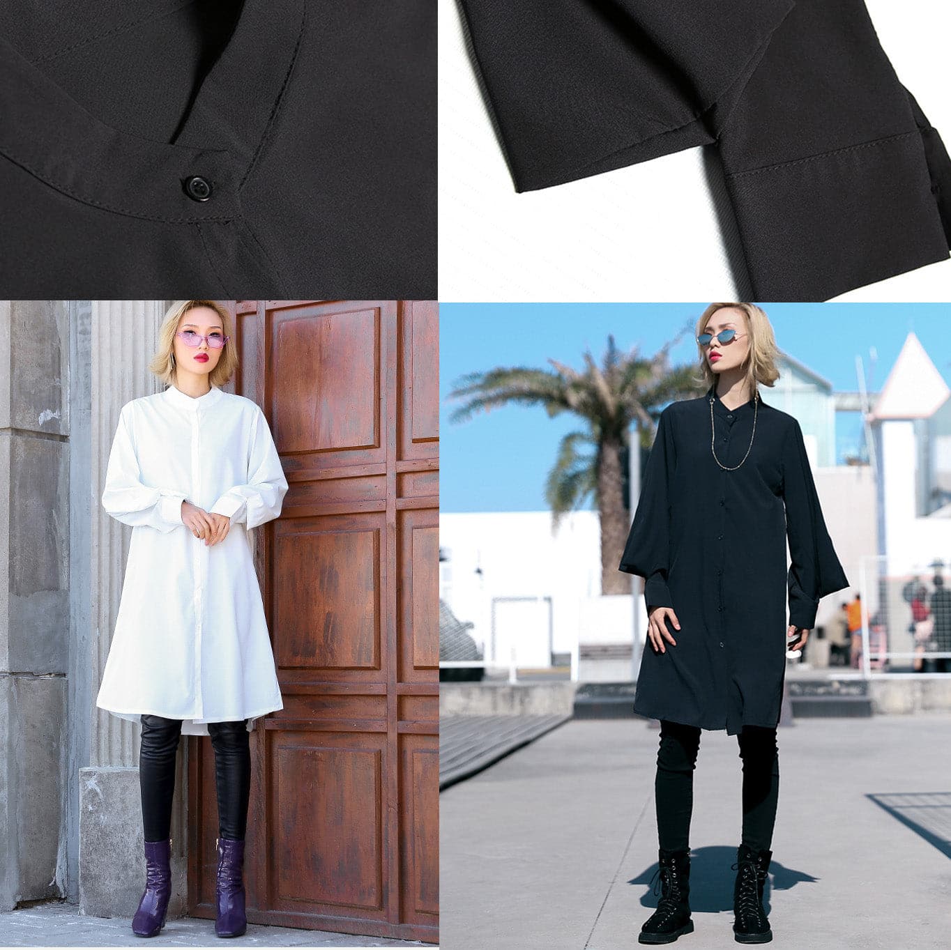 Loose white cotton clothes stylish Photography lantern sleeve cotton shirt AT-LTP190115