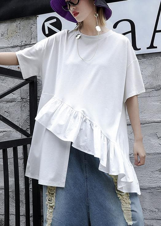 Loose white cotton shirts women half sleeve daily summer tops AT-HTP190411