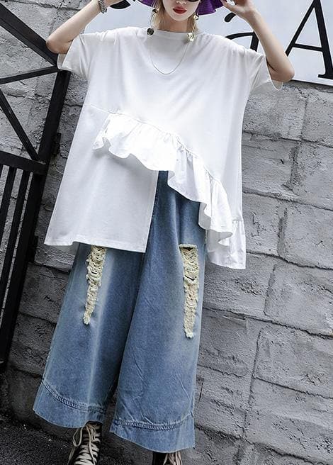 Loose white cotton shirts women half sleeve daily summer tops AT-HTP190411