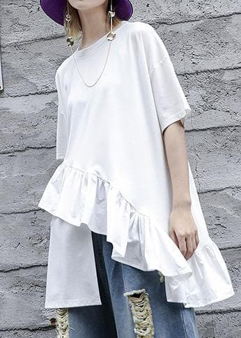 Loose white cotton shirts women half sleeve daily summer tops AT-HTP190411