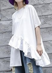 Loose white cotton shirts women half sleeve daily summer tops AT-HTP190411