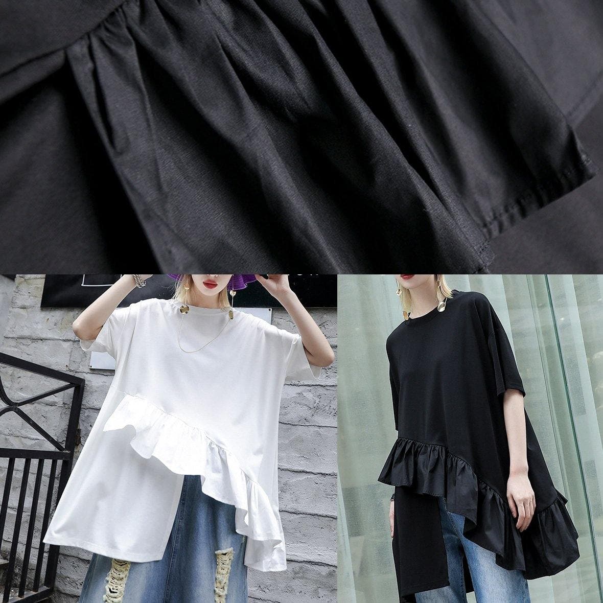 Loose white cotton shirts women half sleeve daily summer tops AT-HTP190411