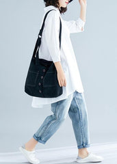 Loose white linen cotton Tunic Shirts lapel asymmetric tops LTP200325