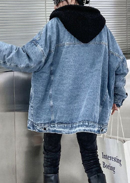 Luxury Denim Blue Pockets Patchwork Thick Winter Jacket ATT-CTS211104