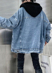 Luxury Denim Blue Pockets Patchwork Thick Winter Jacket ATT-CTS211104