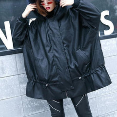 Luxury black overcoat trendy plus size winter jacket hooded fur collar overcoat AT-DJK201105