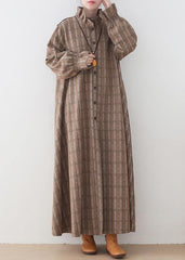 Luxury khaki plaid Wool jackets trendy plus size mid-length coats stand collar Button Down coat AM-TCT201001