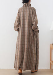 Luxury khaki plaid Wool jackets trendy plus size mid-length coats stand collar Button Down coat AM-TCT201001