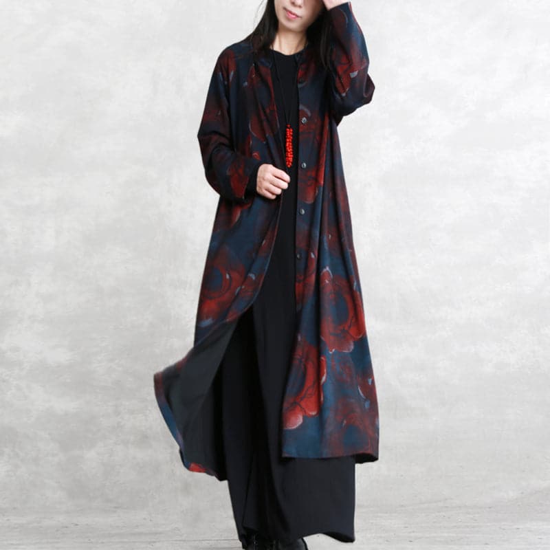 Luxury print cotton blended Coat oversize pockets outwear Fashion long sleeve baggy trench coat TCT1809912