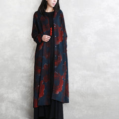 Luxury print cotton blended Coat oversize pockets outwear Fashion long sleeve baggy trench coat TCT1809912