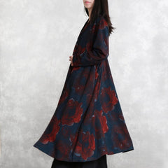 Luxury print cotton blended Coat oversize pockets outwear Fashion long sleeve baggy trench coat TCT1809912