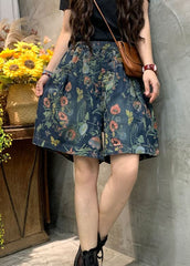 Modern Dark Blue fashion Print denim shorts Summer NZ-LPTS220105