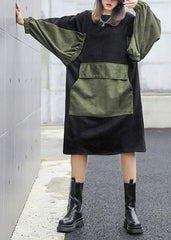 Modern black clothes Women o neck patchwork loose fall Dress AT-FDL201022