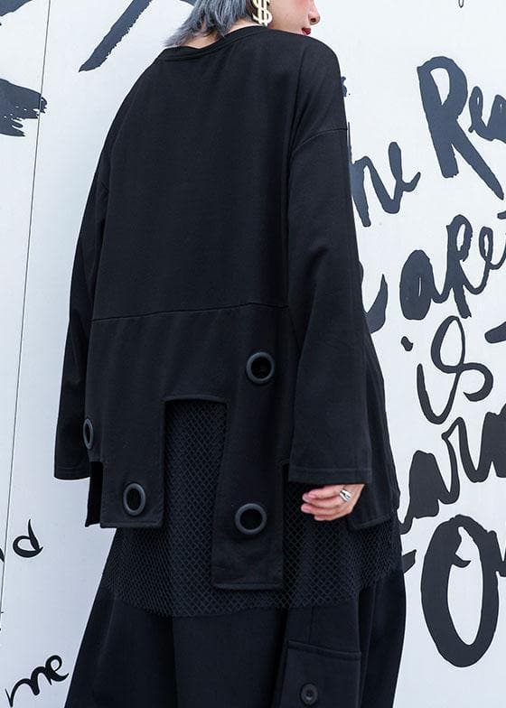 Modern black cotton clothes Women asymmetric patchwork tulle fall Dresses AT-LTP190923