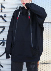 Modern black cotton clothes zippered short hooded shirts AT-LTP191023