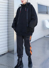 Modern black cotton clothes zippered short hooded shirts AT-LTP191023