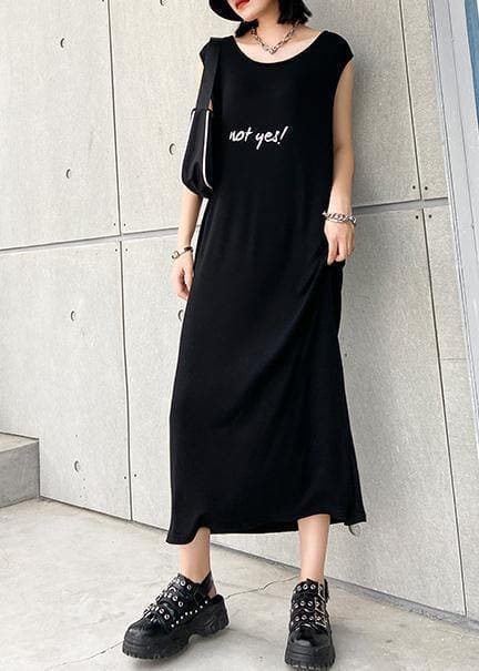 Modern black cotton quilting clothes o neck sleeveless Robe summer Dresses AT-SDL200617