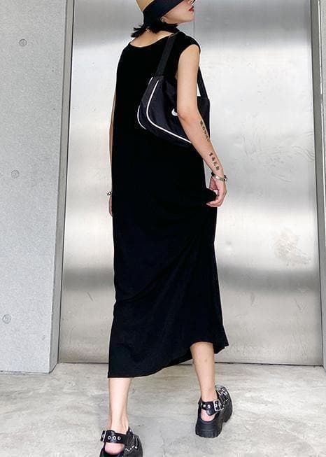Modern black cotton quilting clothes o neck sleeveless Robe summer Dresses AT-SDL200617
