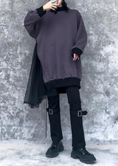 Modern gray cotton clothes For Women patchwork tunic o neck Sweatshirt AT-AM-LTP200120