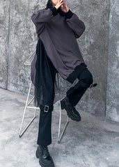 Modern gray cotton clothes For Women patchwork tunic o neck Sweatshirt AT-AM-LTP200120