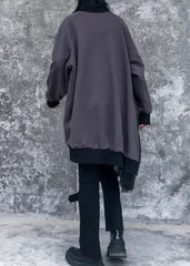 Modern gray cotton clothes For Women patchwork tunic o neck Sweatshirt AT-AM-LTP200120