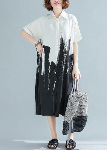 Modern lapel Cotton clothes For Women Work Outfits white Dress SDL200325