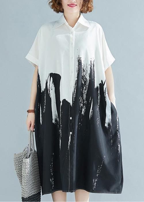 Modern lapel Cotton clothes For Women Work Outfits white Dress SDL200325