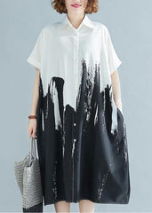 Modern lapel Cotton clothes For Women Work Outfits white Dress SDL200325
