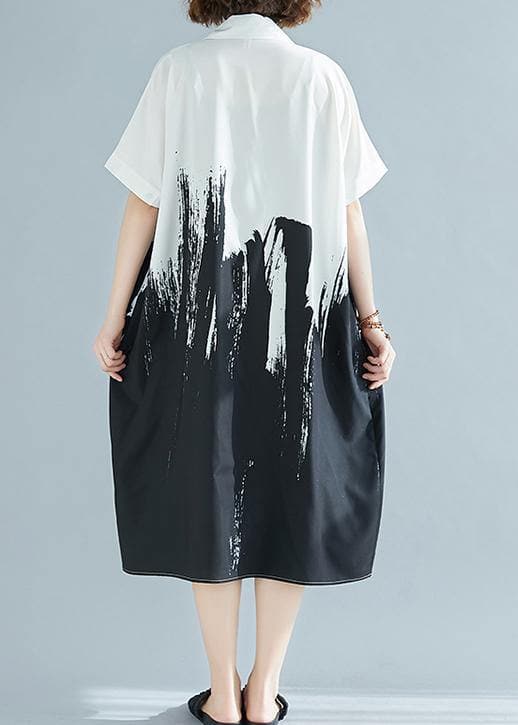 Modern lapel Cotton clothes For Women Work Outfits white Dress SDL200325
