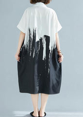 Modern lapel Cotton clothes For Women Work Outfits white Dress SDL200325