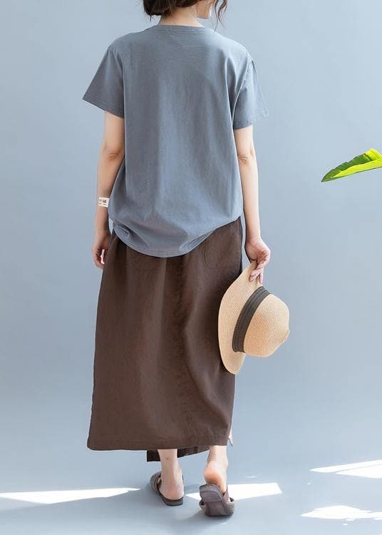 Modern o neck clothes For Women design gray daisy print shirt STP200725