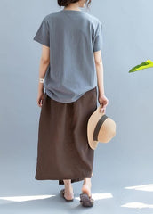 Modern o neck clothes For Women design gray daisy print shirt STP200725